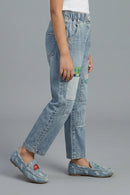 Barbie Light Blue Patchwork Straight Fit Jeans BAP584