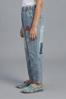 Barbie Light Blue Patchwork Straight Fit Jeans BAP584