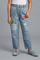 Barbie Light Blue Patchwork Straight Fit Jeans BAP584