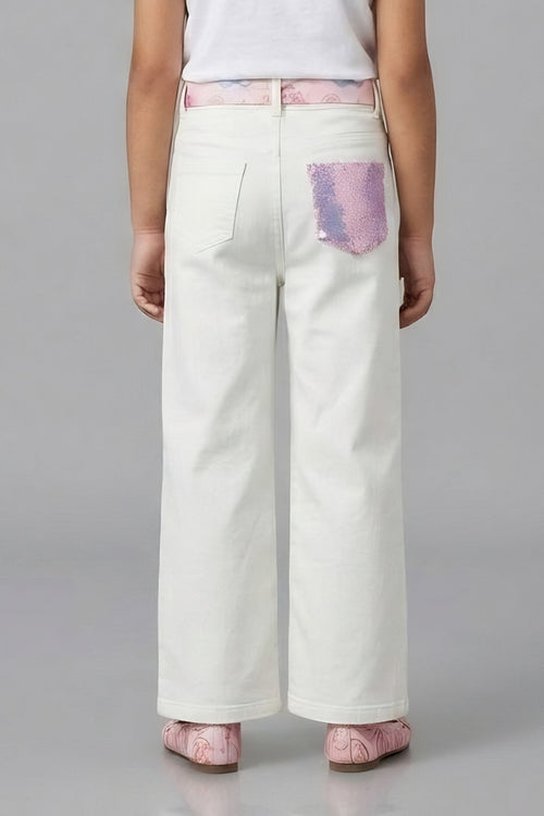 Barbie White Jeans with Pink Belt BAP601
