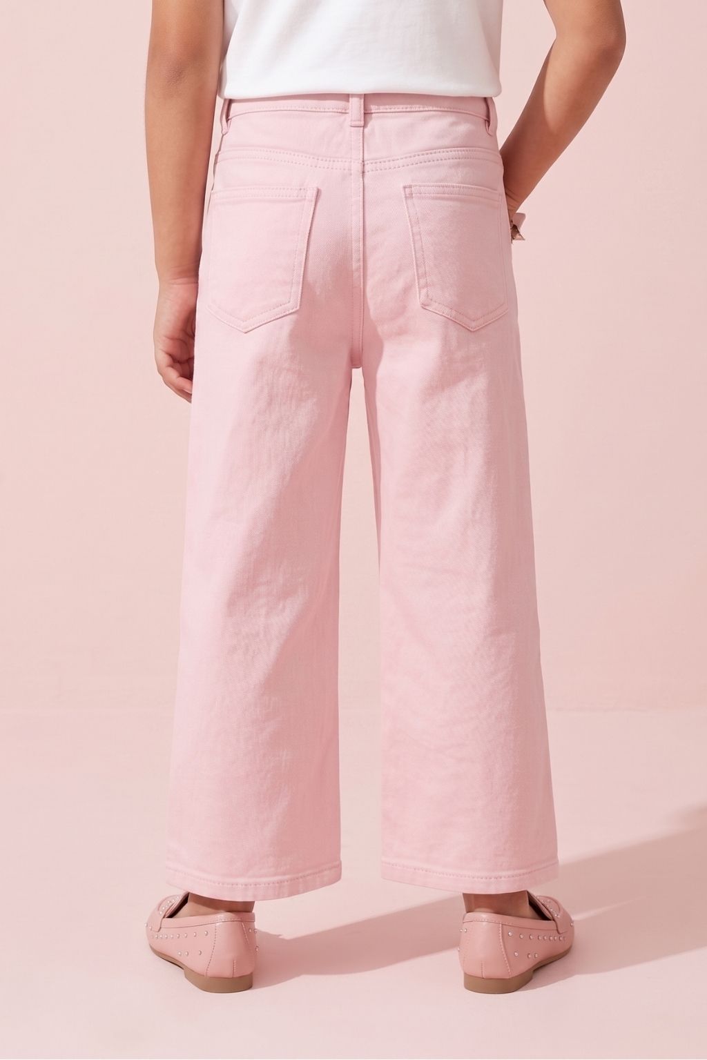 Barbie Pink Rhinestone Embellished Wide Leg Jeans BAP647