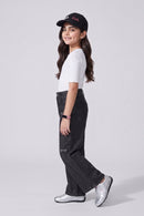 Barbie Embroidered Washed Black Wide-Leg Jeans BAP662