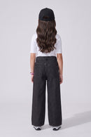 Barbie Embroidered Washed Black Wide-Leg Jeans BAP662