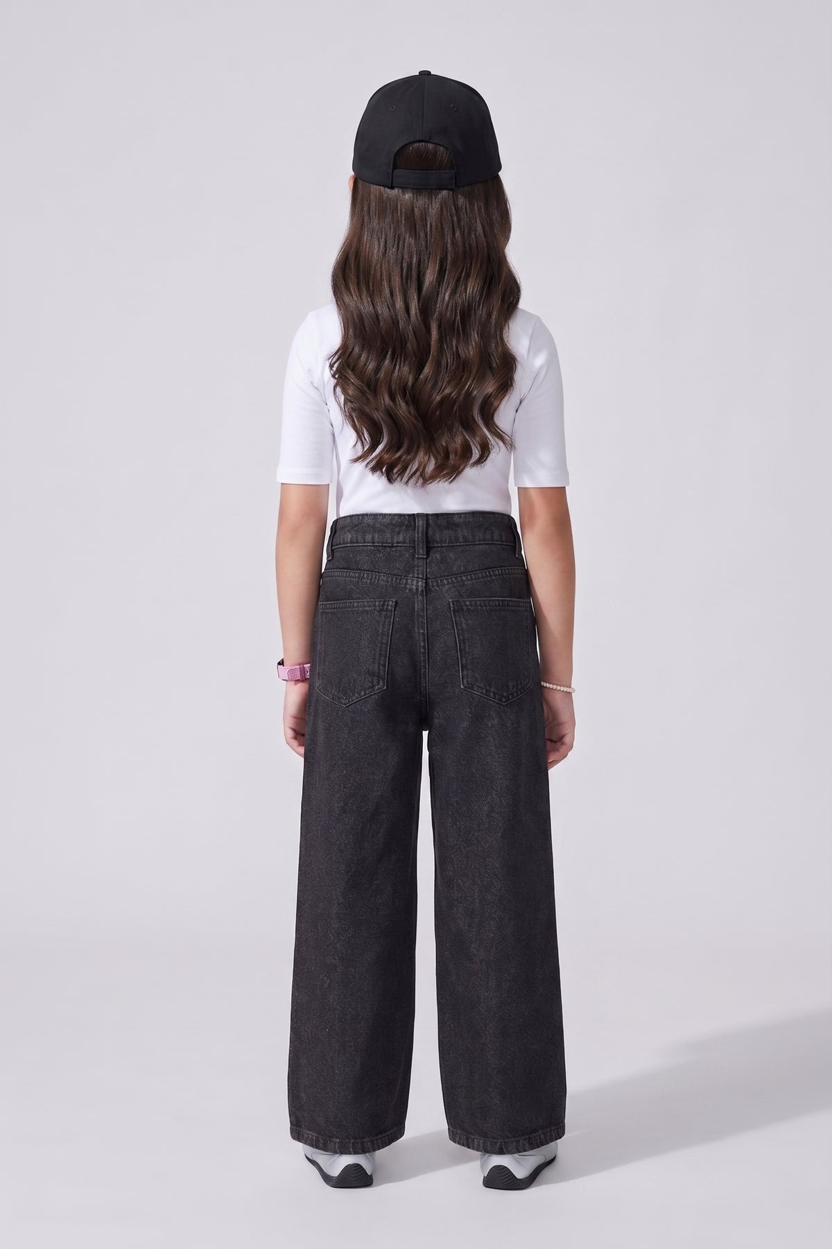 Barbie Embroidered Washed Black Wide-Leg Jeans BAP662