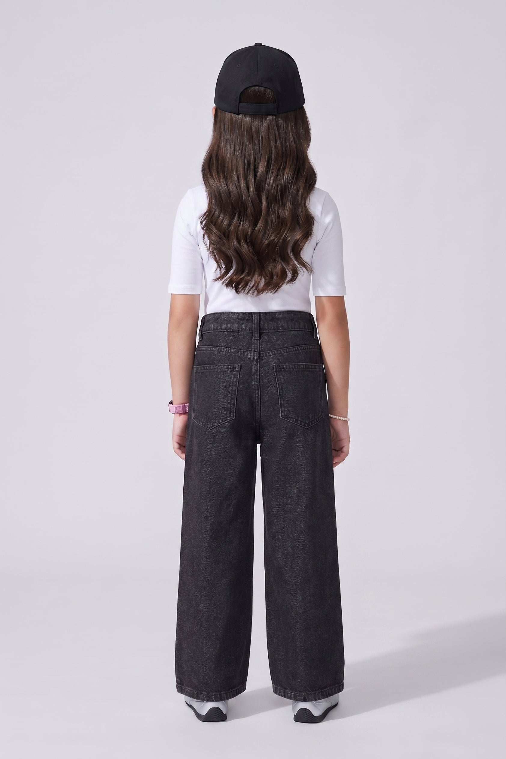 Barbie Embroidered Washed Black Wide-Leg Jeans BAP662