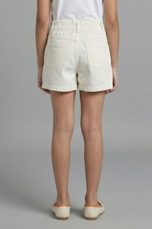 Barbie White Cotton Skort with Embroidered Patch BAS713