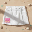 Barbie White Cotton Skort with Embroidered Patch BAS713