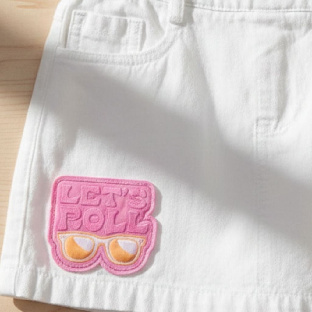 Barbie White Cotton Skort with Embroidered Patch BAS713