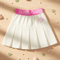 Barbie Off-White Pleated Skort with Pink Logo Waistband BAS726