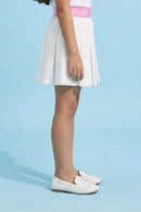 Barbie Off-White Pleated Skort with Pink Logo Waistband BAS726