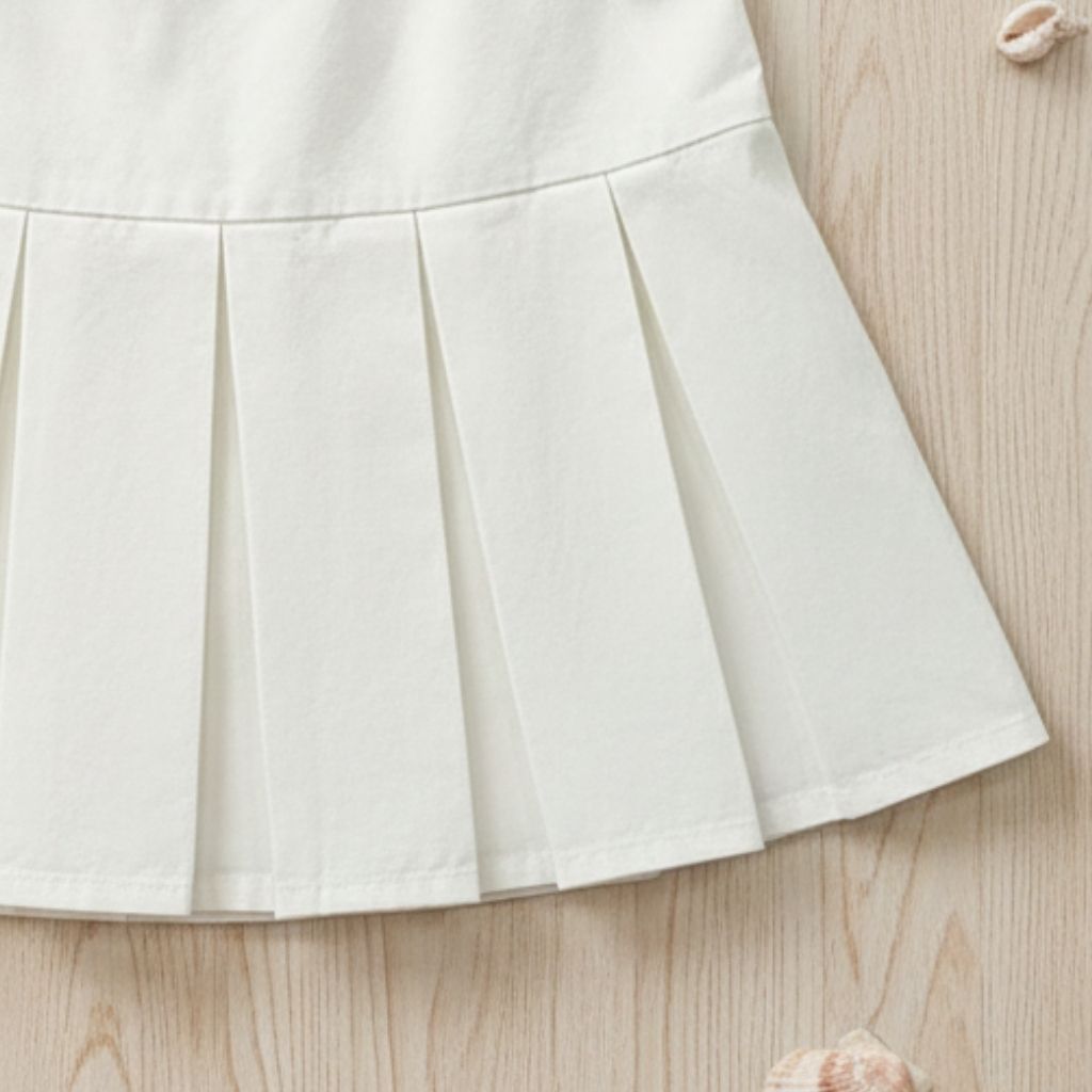 Barbie Off-White Pleated Skort with Pink Logo Waistband BAS726