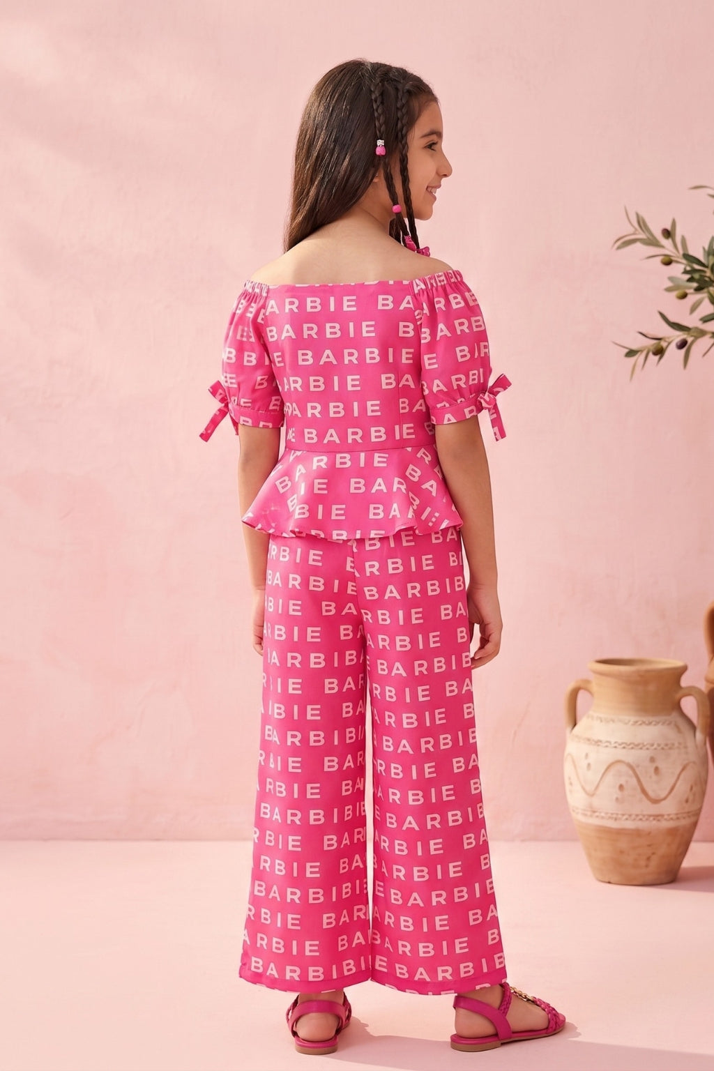 Barbie Hot Pink Printed Co-ord Set BASET305