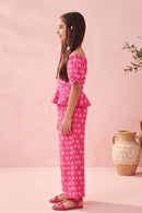 Barbie Hot Pink Printed Co-ord Set BASET305