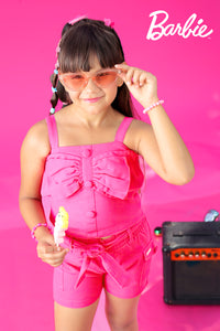 Hot Pink Bow Co-ord Set for Girls – Party Wear
