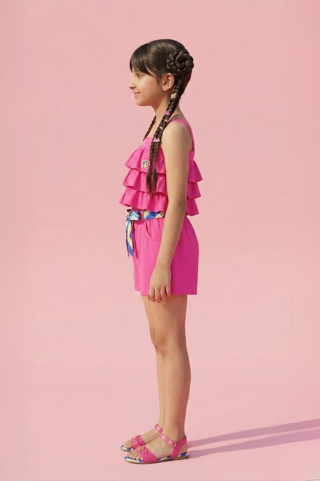 Barbie Ruffle Top & Shorts Set for Girls – Stylish Casual Wear