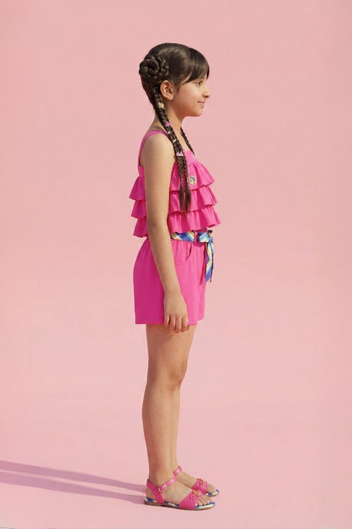 Barbie Ruffle Top & Shorts Set for Girls – Stylish Casual Wear