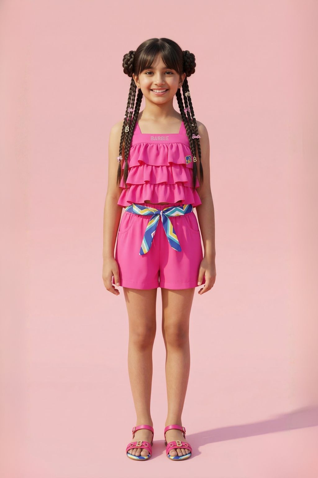 Barbie Ruffle Top & Shorts Set for Girls – Stylish Casual Wear