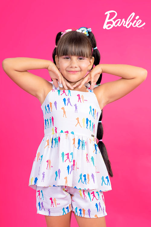 White Printed Peplum Co-ord Set BASET310