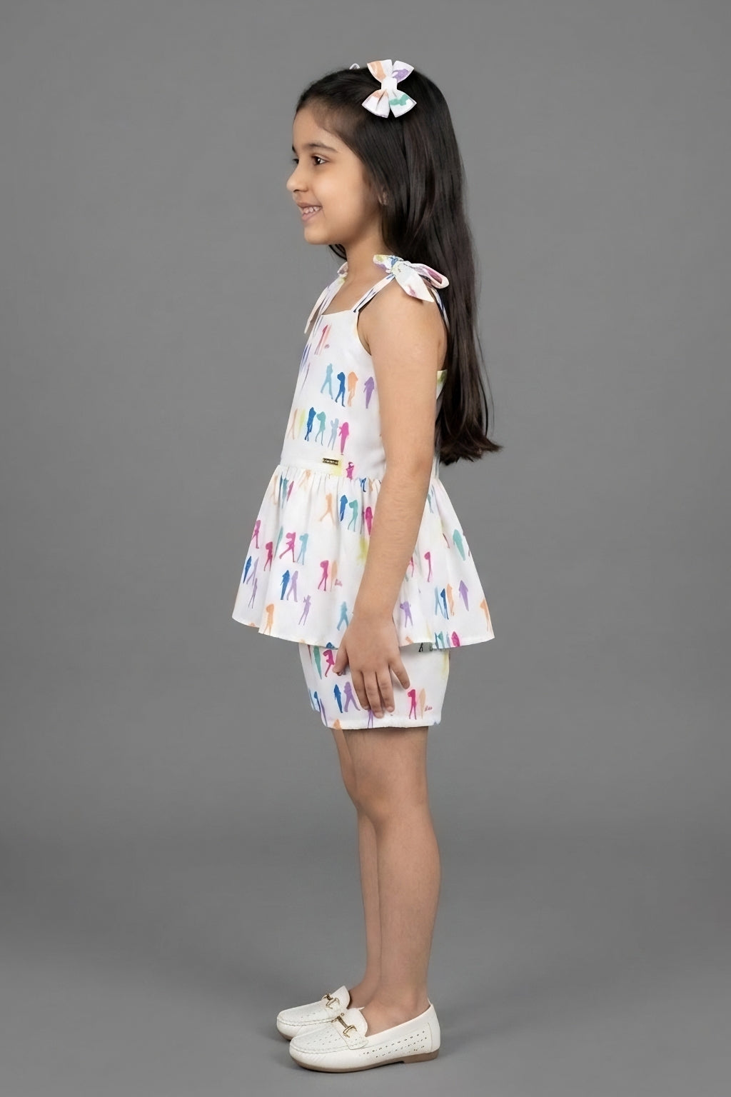 White Printed Peplum Co-ord Set BASET310