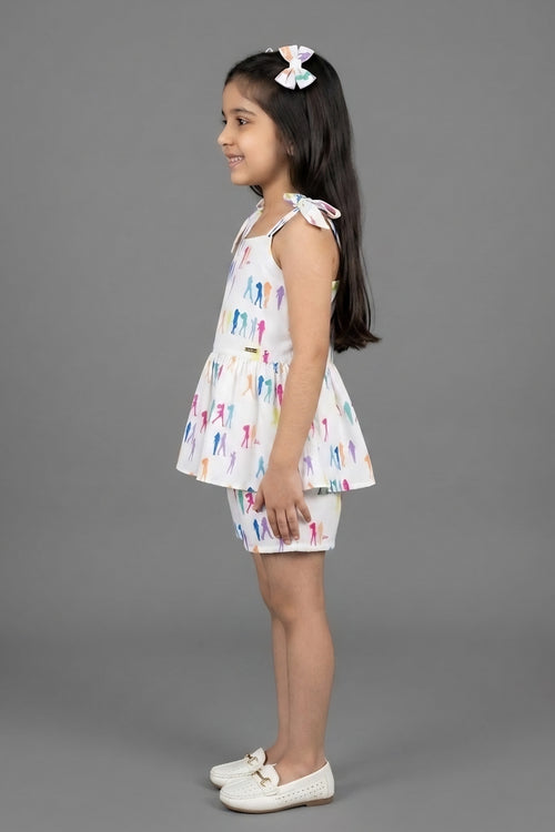 White Printed Peplum Co-ord Set BASET310