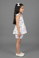 White Printed Peplum Co-ord Set BASET310