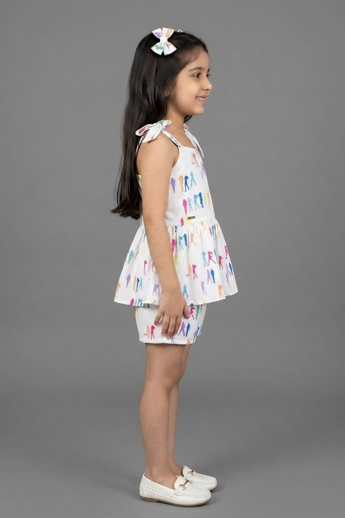 White Printed Peplum Co-ord Set BASET310
