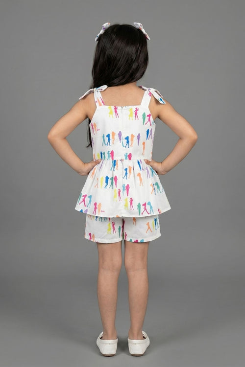 White Printed Peplum Co-ord Set BASET310