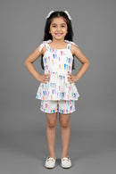 White Printed Peplum Co-ord Set BASET310