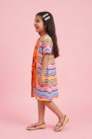 Orange Barbie Co-ord Set with Striped Shrug BASET321