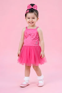 Barbie Hot Pink Net Dress with Bow BASET322