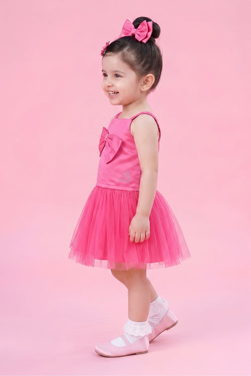 Barbie Hot Pink Net Dress with Bow BASET322