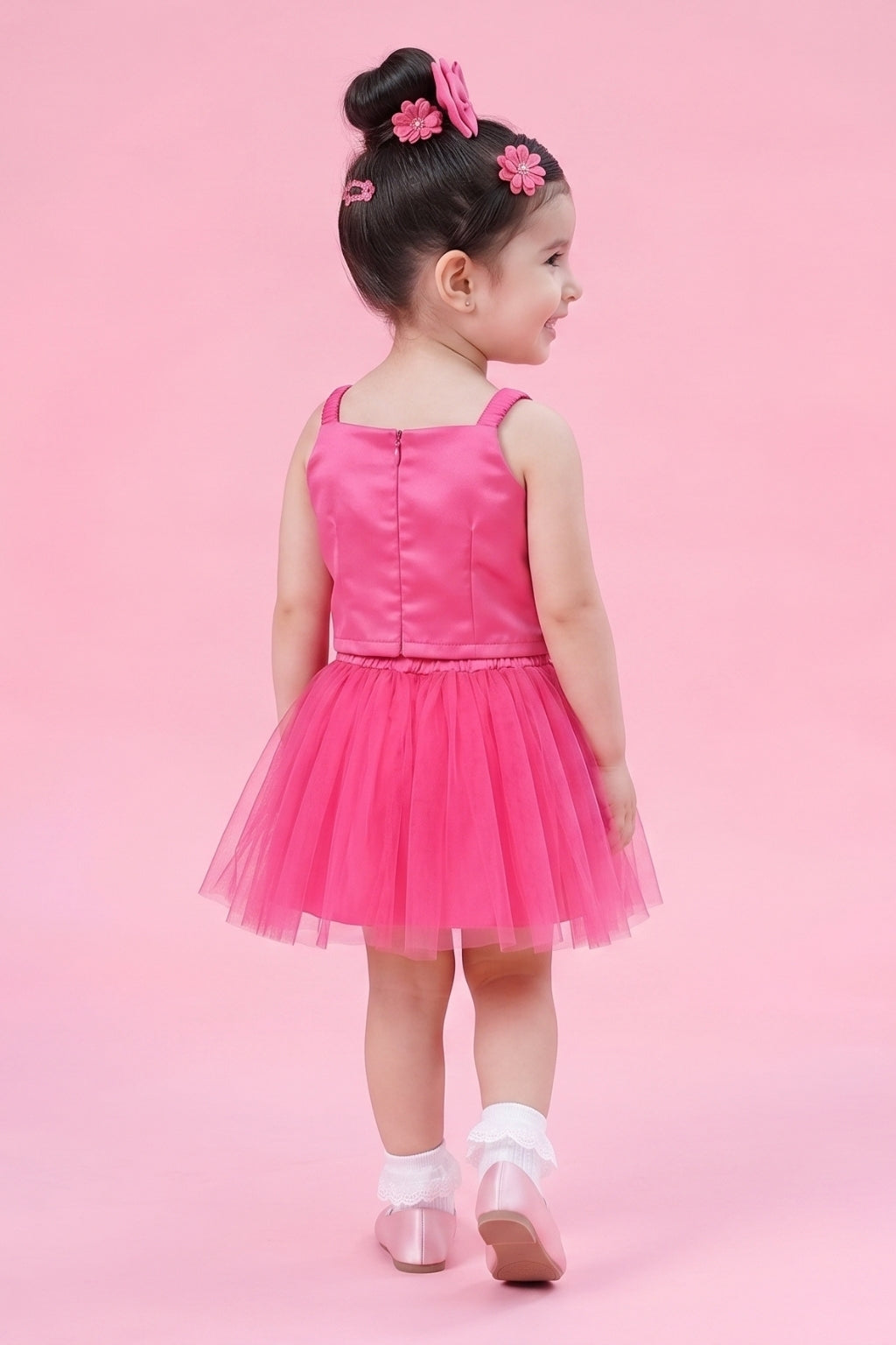 Barbie Hot Pink Net Dress with Bow BASET322
