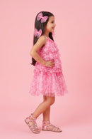 Barbie Pink Layered Polka Net Dress BASET328