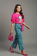 Barbie Girls Co Ord Set Pink Casual Graphic Cotton All Season wear