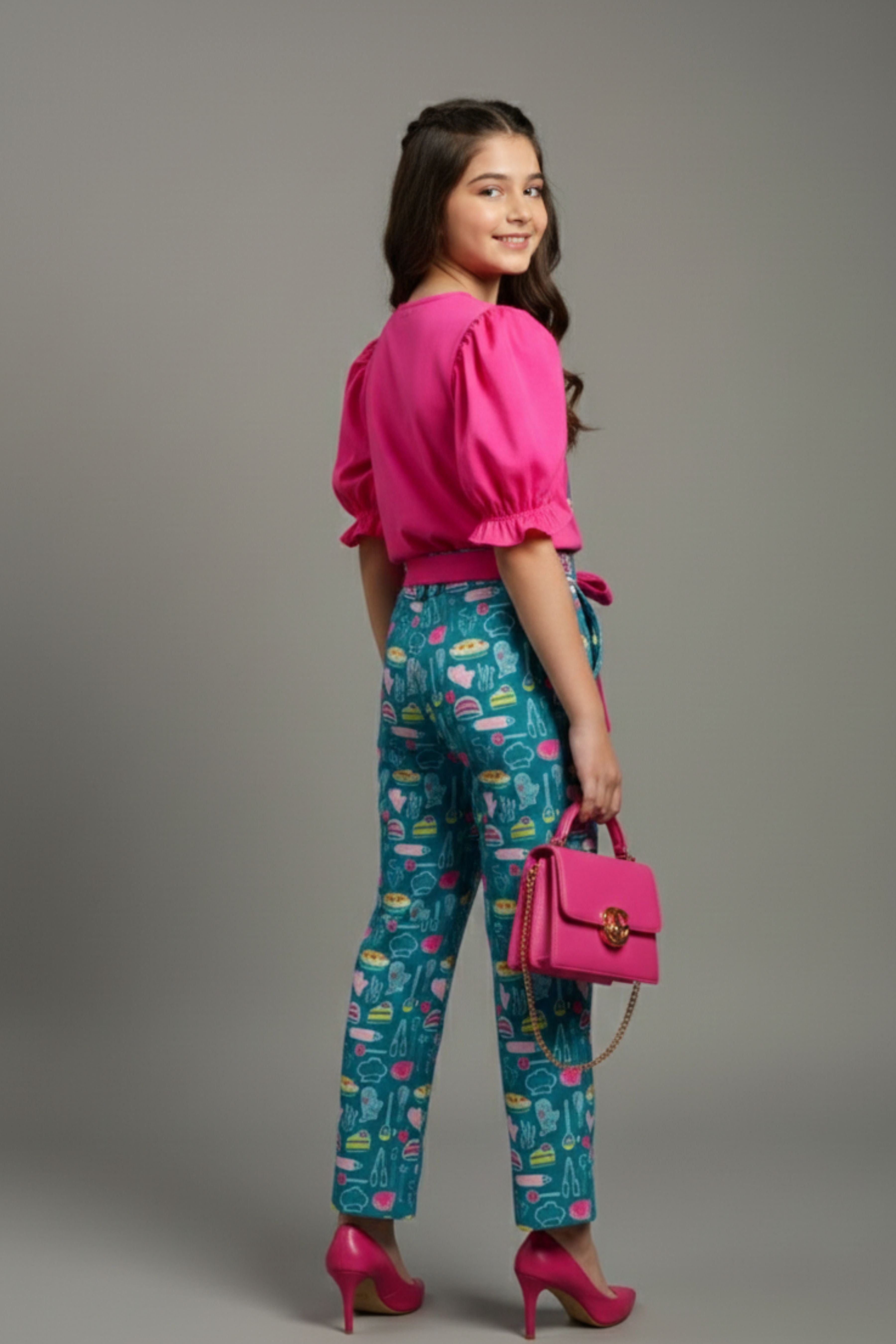 Barbie Girls Co Ord Set Pink Casual Graphic Cotton All Season wear