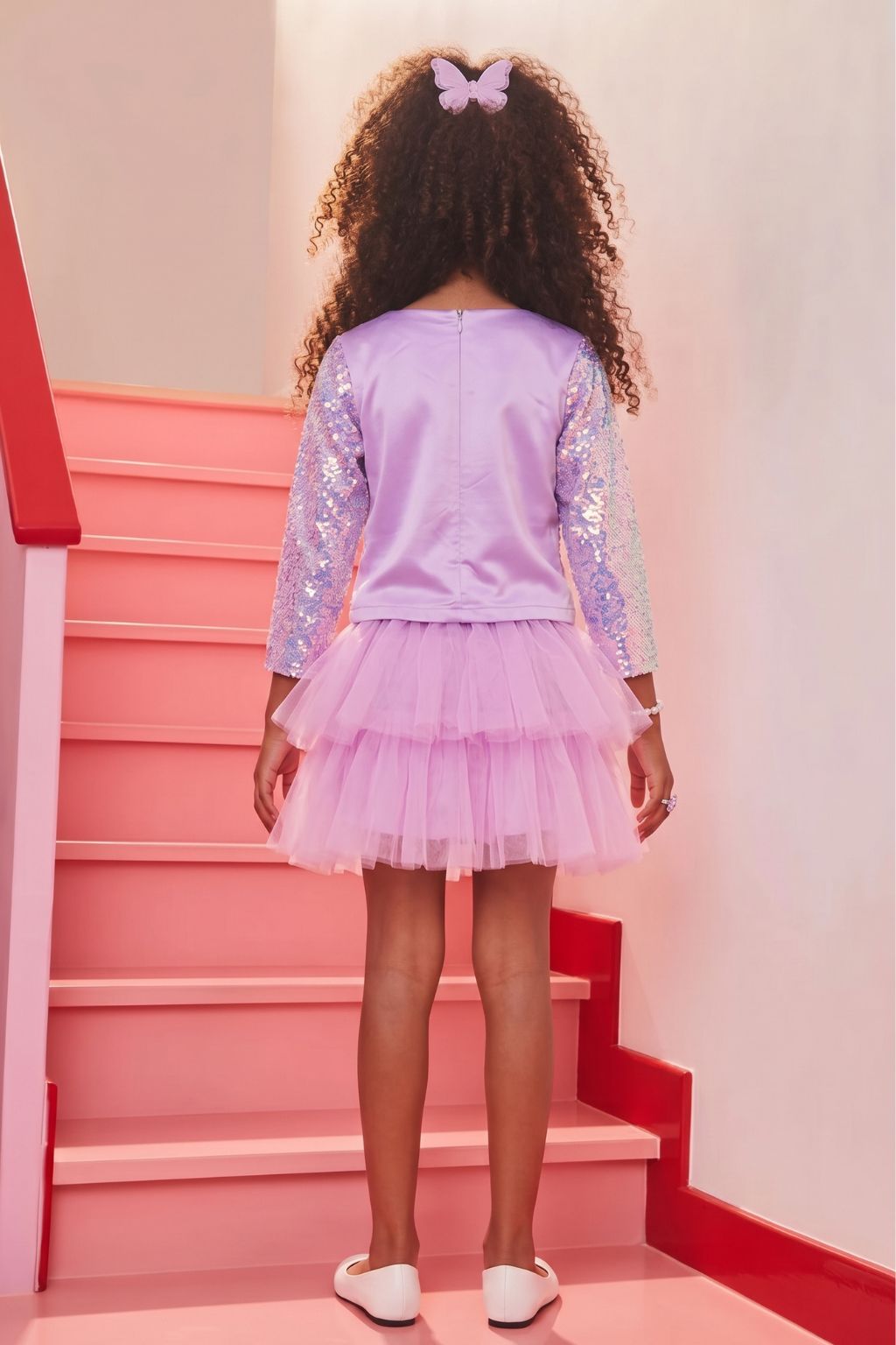 Girls Barbie Sequin Top & Tulle Skirt Set BASET344