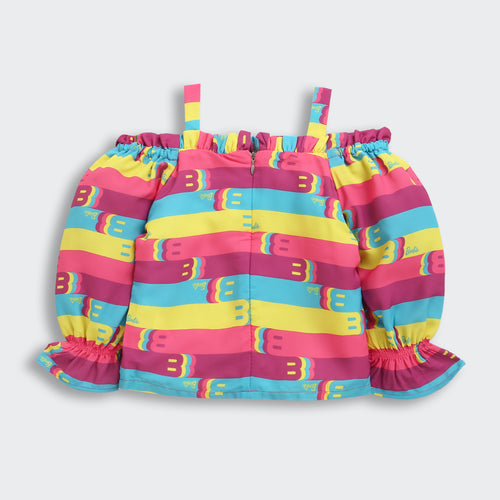 Rainbow Stripe Top & Aqua Pants Set BASET346