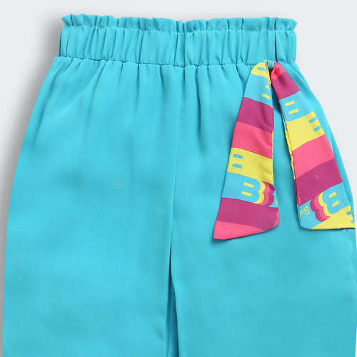 Rainbow Stripe Top & Aqua Pants Set BASET346
