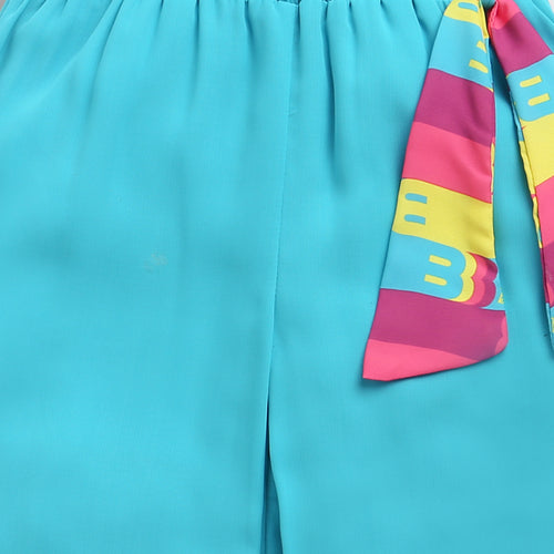 Rainbow Stripe Top & Aqua Pants Set BASET346