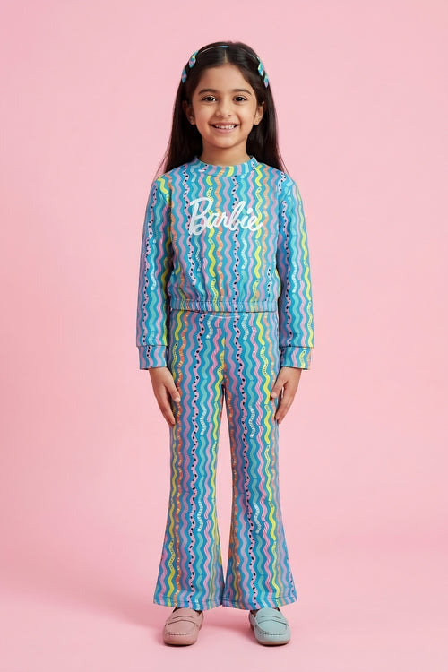 Barbie Rainbow Print Girls Pant Set BASET347