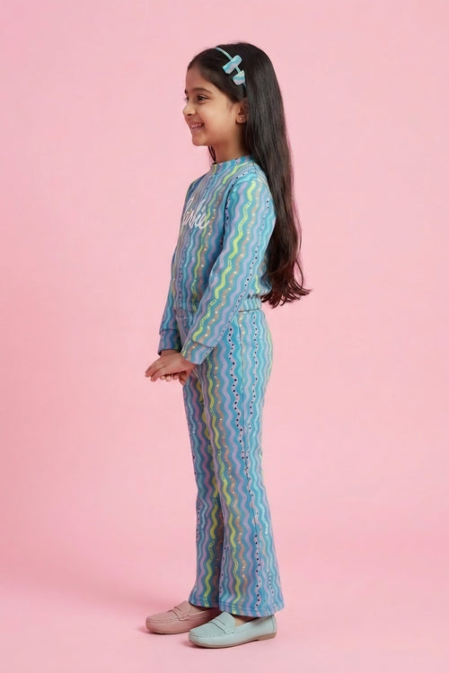 Barbie Rainbow Print Girls Pant Set BASET347