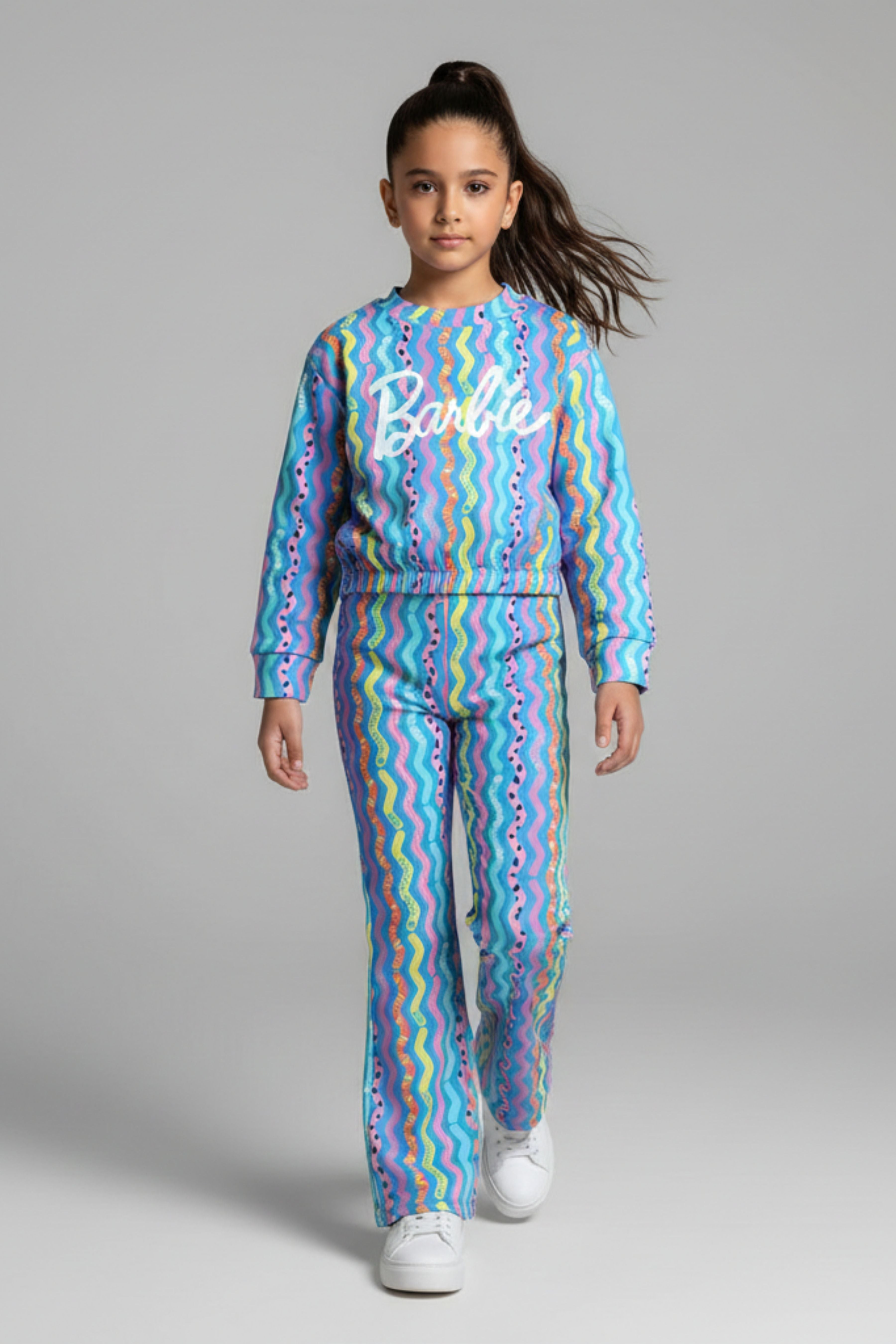 Barbie Girls Sweatshirt Co Ord Blue Printed Cotton Winter