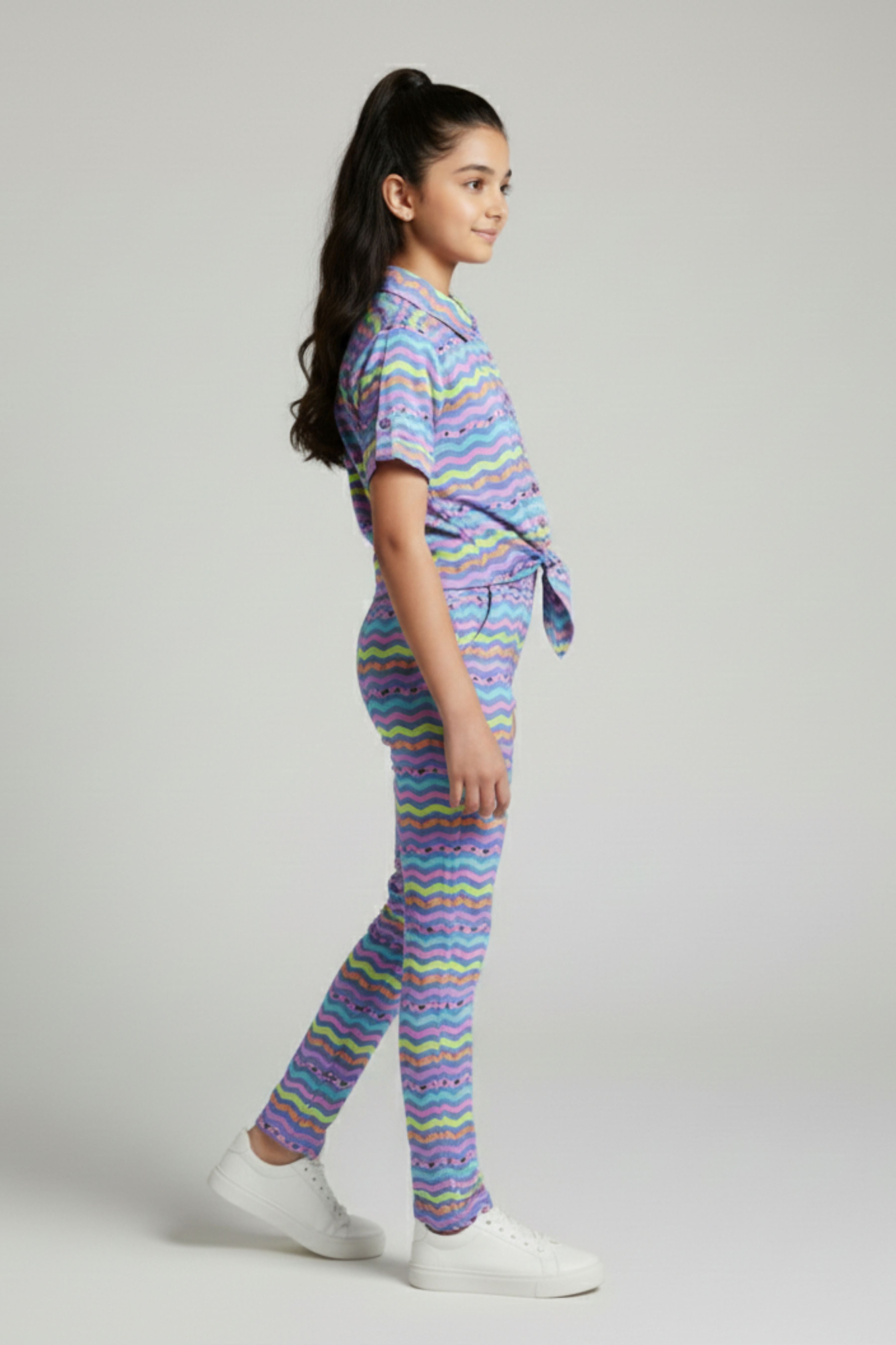 Barbie Girl Girls Co Ord Set Blue Printed Casual Cotton Summer Wear