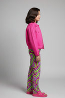 Barbie Girl Girls Co Ord Set Pink Printed Cotton Casual Wear