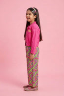 Barbie Pink Printed Cotton Casual Co Ord Set BASET352