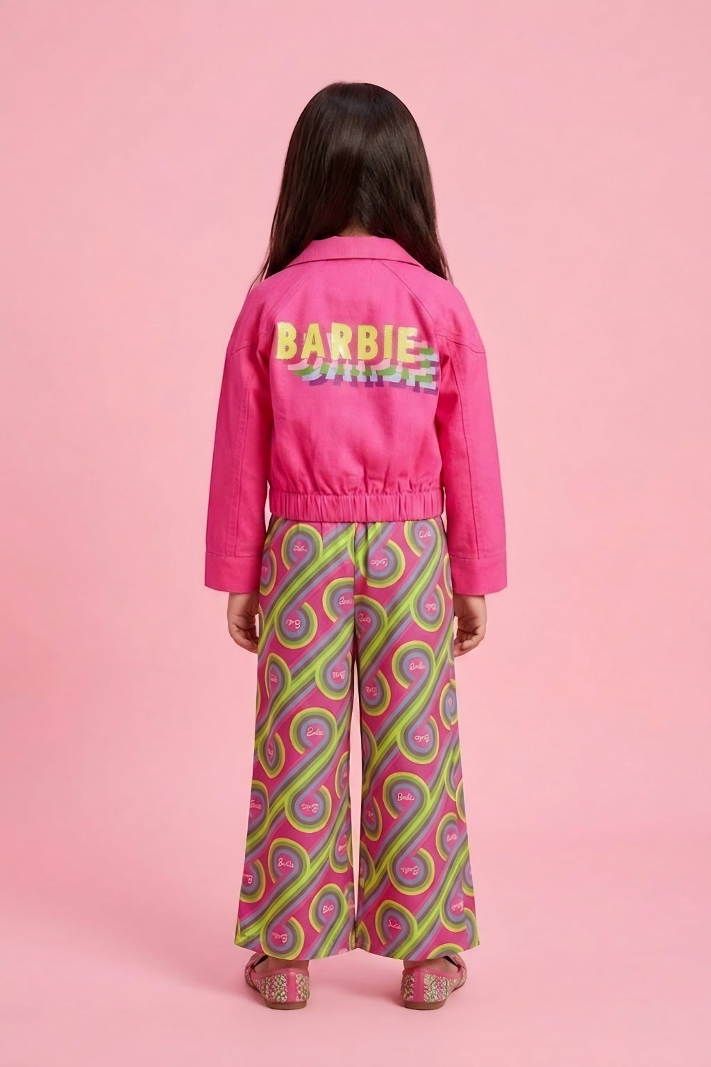 Barbie Pink Printed Cotton Casual Co Ord Set BASET352