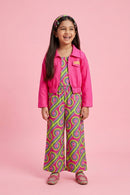 Barbie Pink Printed Cotton Casual Co Ord Set BASET352
