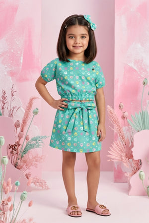 Teal Green Printed Co-ord Set BASET359