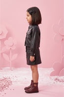 Cool Party Look Black Faux Leather Co-ord Set BASET363