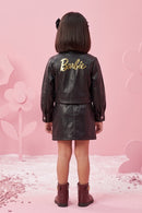 Cool Party Look Black Faux Leather Co-ord Set BASET363